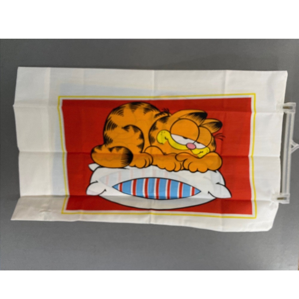 Vintage Garfield Pillowcase Burlington Caress 1978 Jim Davis Reversible Red Blue
